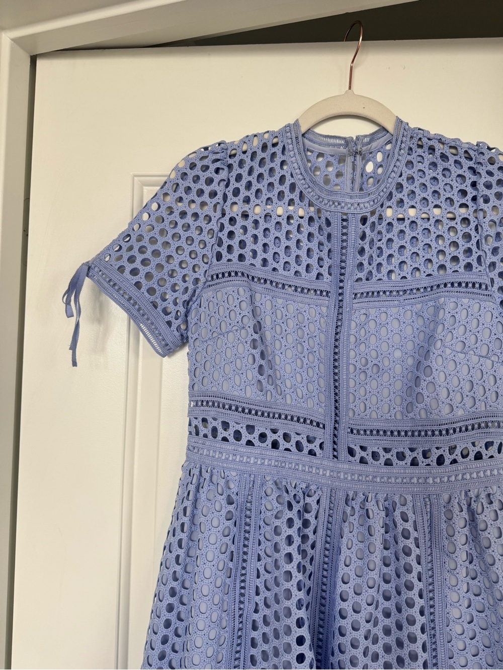 Self-Portrait GUIPURE LACE MIDI DRESS - LILAC - Picture 6 of 9